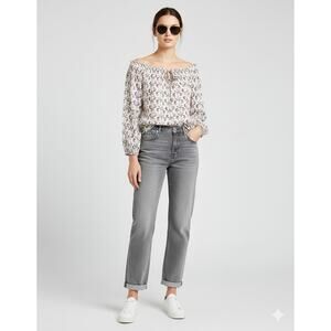 Tory Burch Sophie Coquette Off-the-Shoulder Peasant Blouse Silk boho top Sz-0